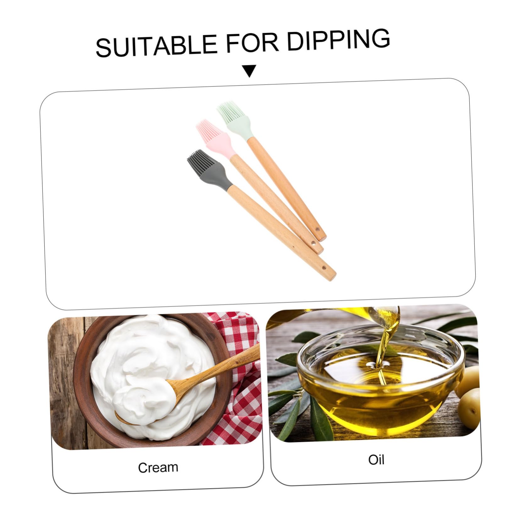 VINTORKY Stainless Steel Handle Heat-resistant Silicone Brush Bbq Basting Brush for Sauce 3pcs Set for Cooking