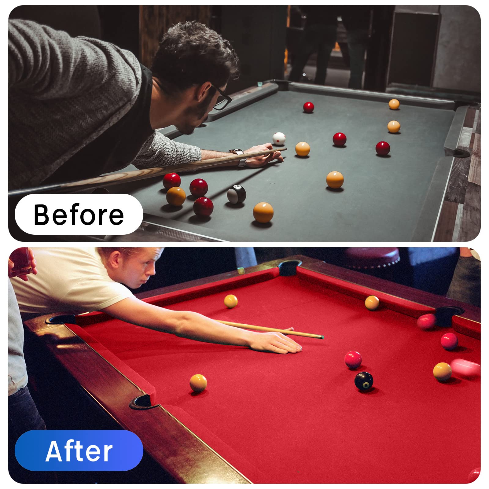 SM SunniMix Abdeckung für Billardtisch Billard, Rot, 8ft