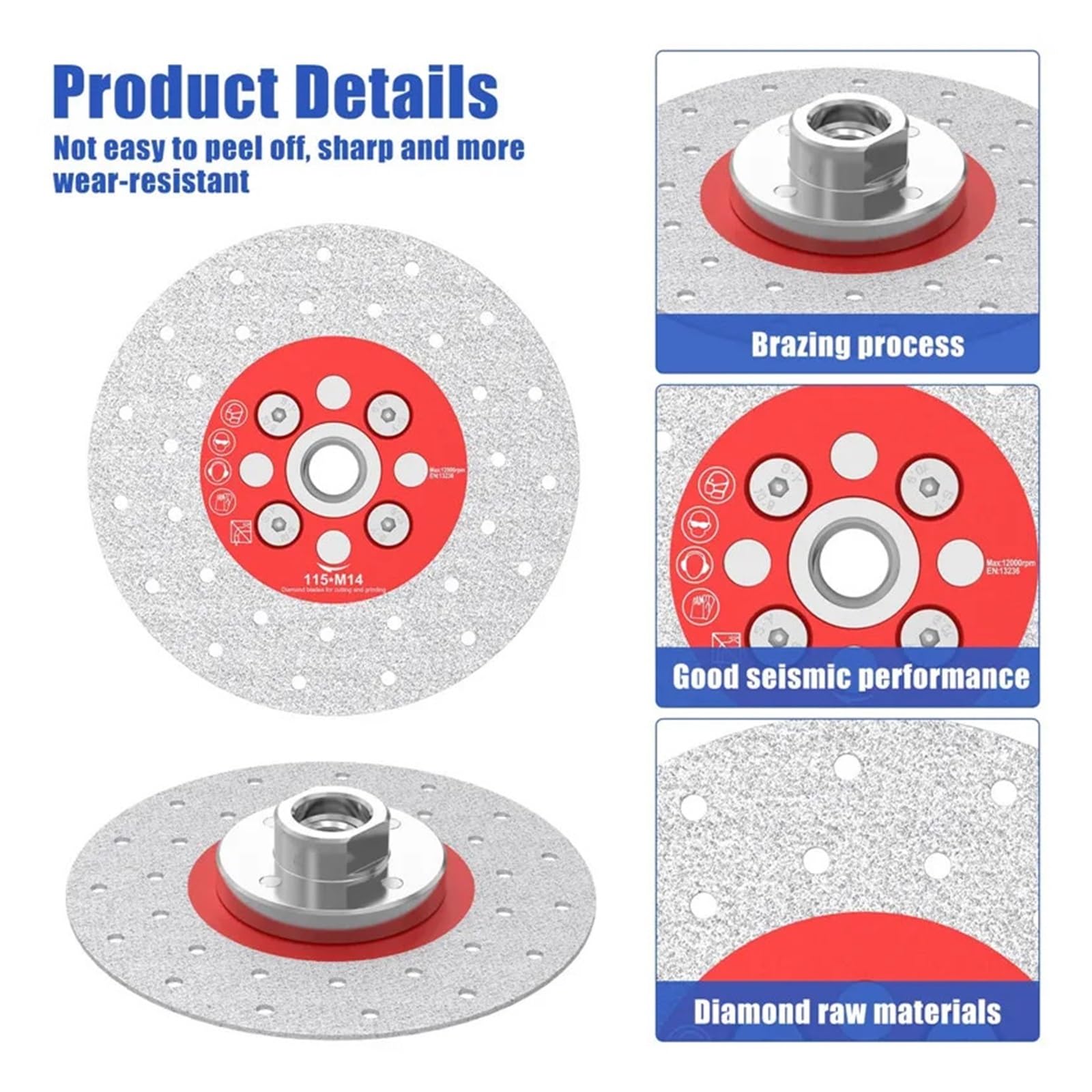 M10 M14 5/8-11 Diamond Vacuum Brazing Saw Blade Welding Cutting Grinding Disc For Porcelain Tile Granite Marble Stone 100/115/125/18/230mm