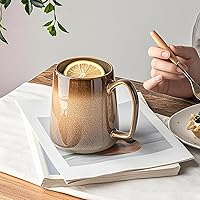 Vista 5 de Large 24 oz Ceramic Coffee Mug with Handle, Vintage Coffee Cup, Extra Big Tea Cup for Office and Home, Dishwasher and Microwave Safe, Brown