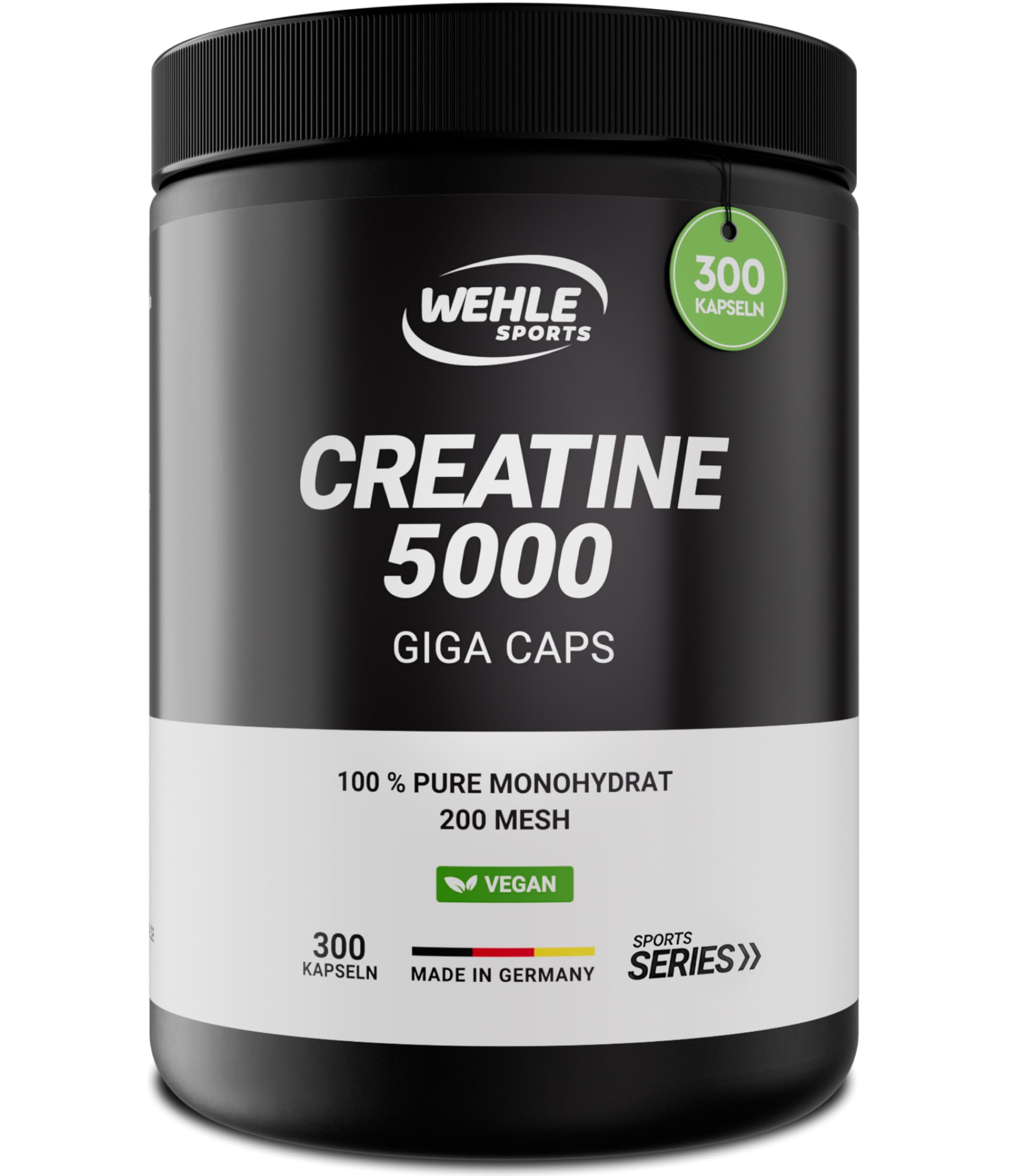 Creatin Kapseln hochdosiert 5000 mg Creatin Monohydrat pro Tagesdosis, 300 vegane Kapseln – ohne Zusatzstoffe – Vegan (300 Kapseln) Wehle Sports – Verpackung kann variieren.