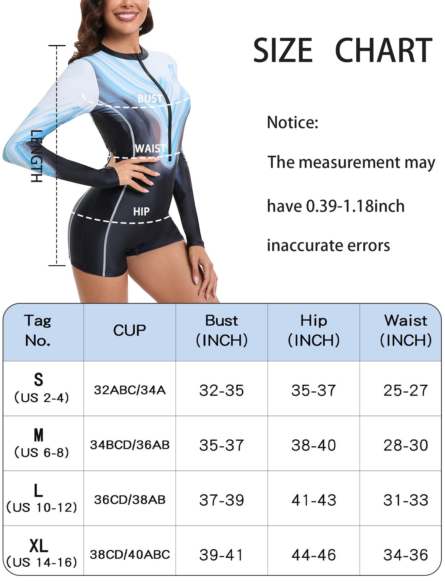 Rashguard Femme Maillot de Bain Femme Une Pièce Surf Plongée Rash Guard UPF 50+ UV Dame Manches Longues Anti-UV Plage S
