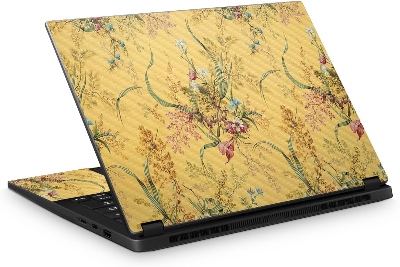 Carbon Fiber Laptop Skin Compatible with Asus TUF Gaming A14 (2026) - Yellow Marble End - Premium 3M Vinyl Protective Wrap Decal Cover - Easy to Apply | Crafted in the USA by MightySkins