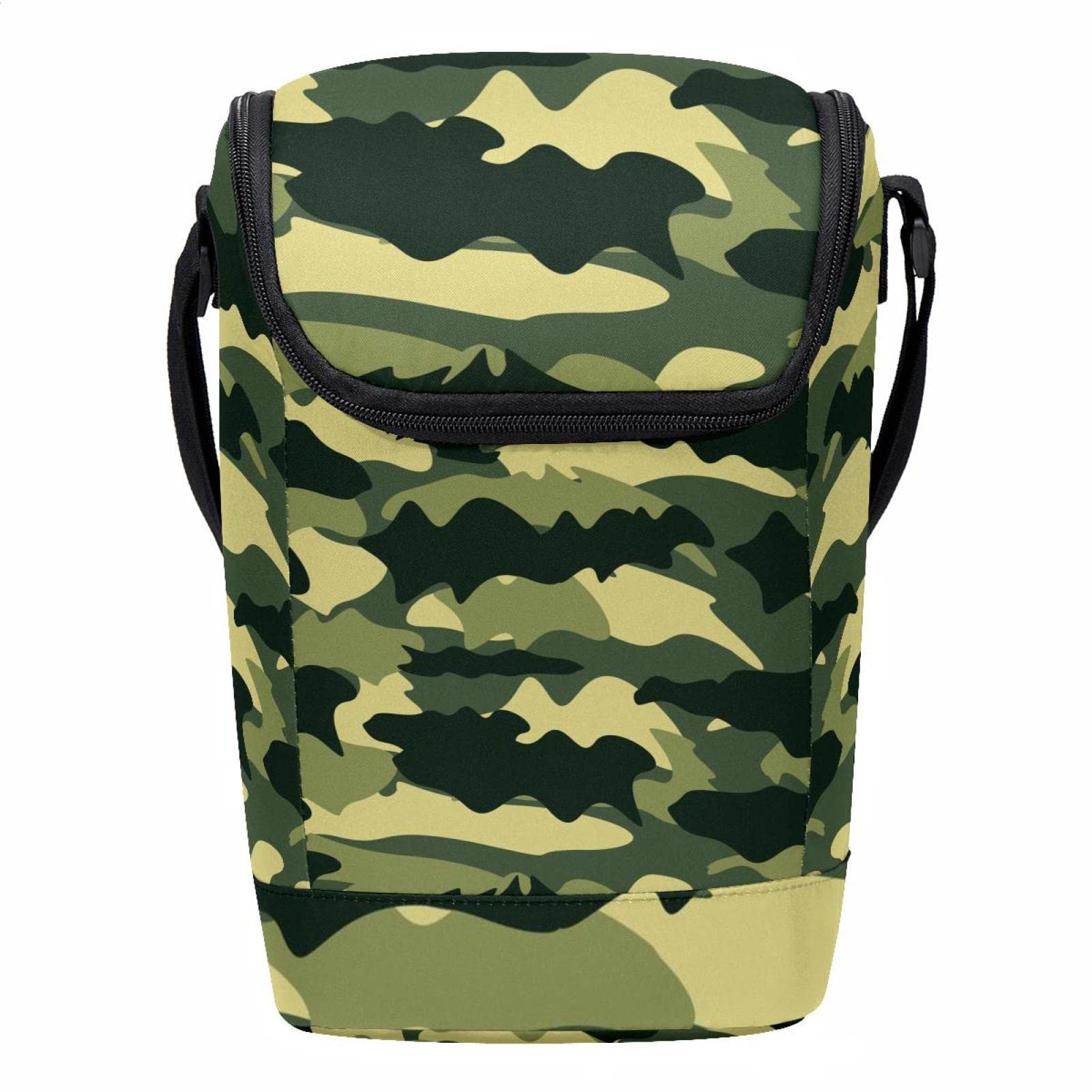 Bolsa de almuerzo pequeña de camuflaje verde azul reutilizable para hombre y mujer