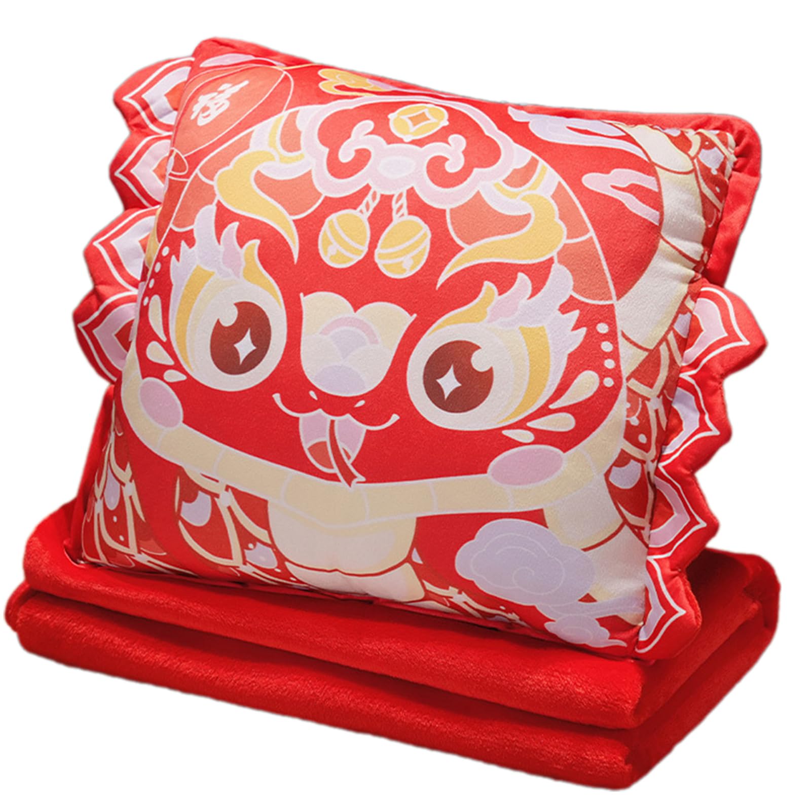 Msioytog Red Multifunctional Snake Mascots Pillow 3In1 Quilts For Naping Air Conditioning Blanket Folding Pillow Air Conditioning Blanket