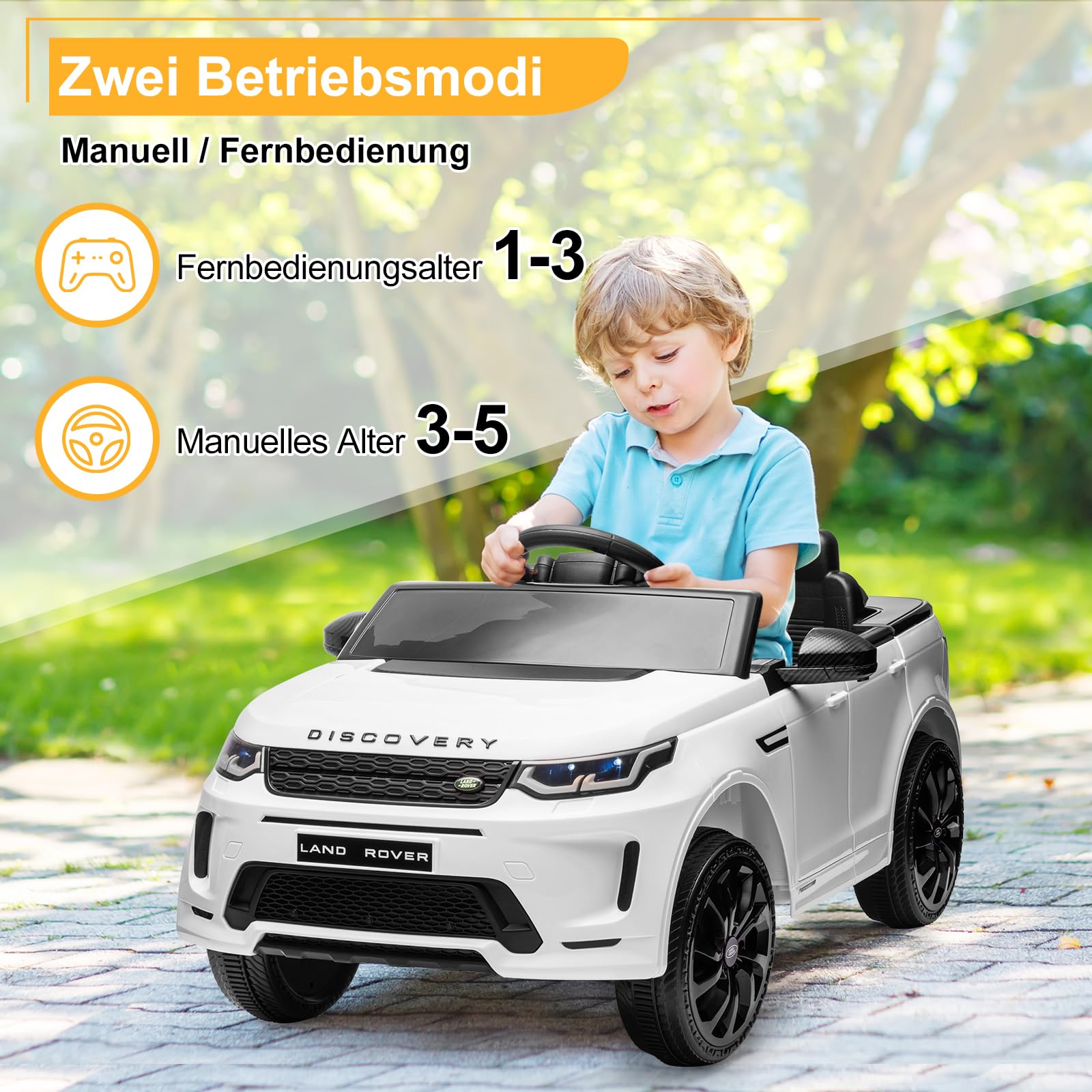 LALAHO Voiture Véhicule électrique Enfant Range Rover Evoque 12V avec télécommande à 2,4 GHz, Télécommande de Voiture Électrique (BLANC1)