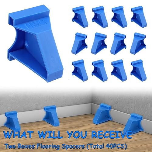 Miniatura 8 de RHBLME 40 espaciadores de suelo de 1/2 pulgada y 1/4 de pulgada, color azul, impermeable, para suelos laminados, tablones de vinilo, azulejos,