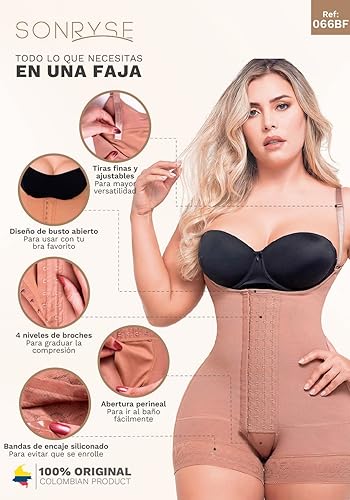 Miniatura 5 de Sonryse 066 - Fajas colombianas reductoras y moldeadoras posparto, levanta glúteos, para mujer, M, 066 Beige 066 Beige, 066 Black, 046 Black, 047bf