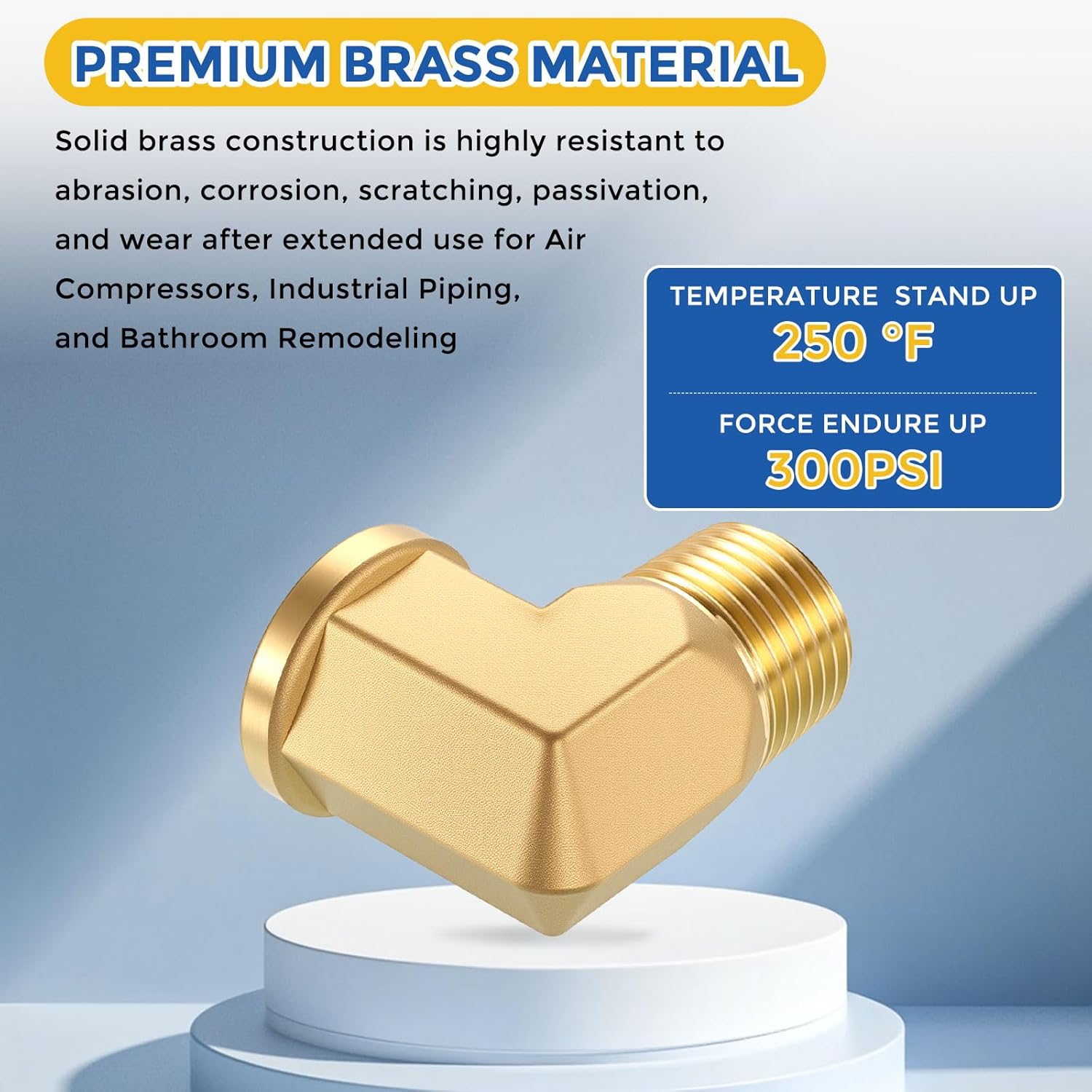 2 Pack 90 Degree Brass Pipe Fittings, 1/2" NPT FeMale to 1/2" NPT Male Barstock Street Elbow, Forged Pipe Fitting Connector for Air, Oil, LP