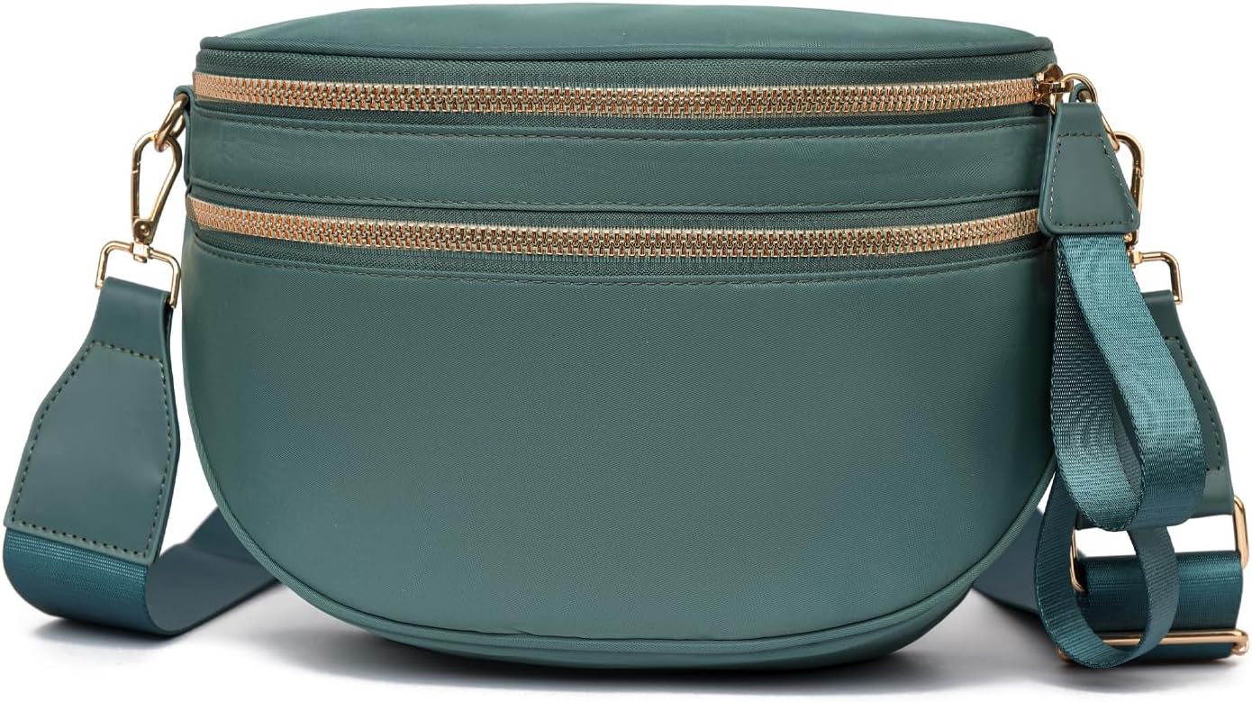 Myhozee Crossbody Bags for Women Nylon Fanny Packs Cross Body Bag for Woman Belt Bum Bags Sling Bag Crossbody Purses for Women Mom Purse Fashion Waist Packs