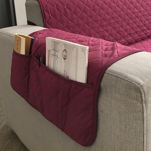 Miniatura 4 de YuppieLife Funda reversible para sofá, funda protectora duradera y antideslizante para muebles, para mascotas, perros, niños, sofá biplaza de 46