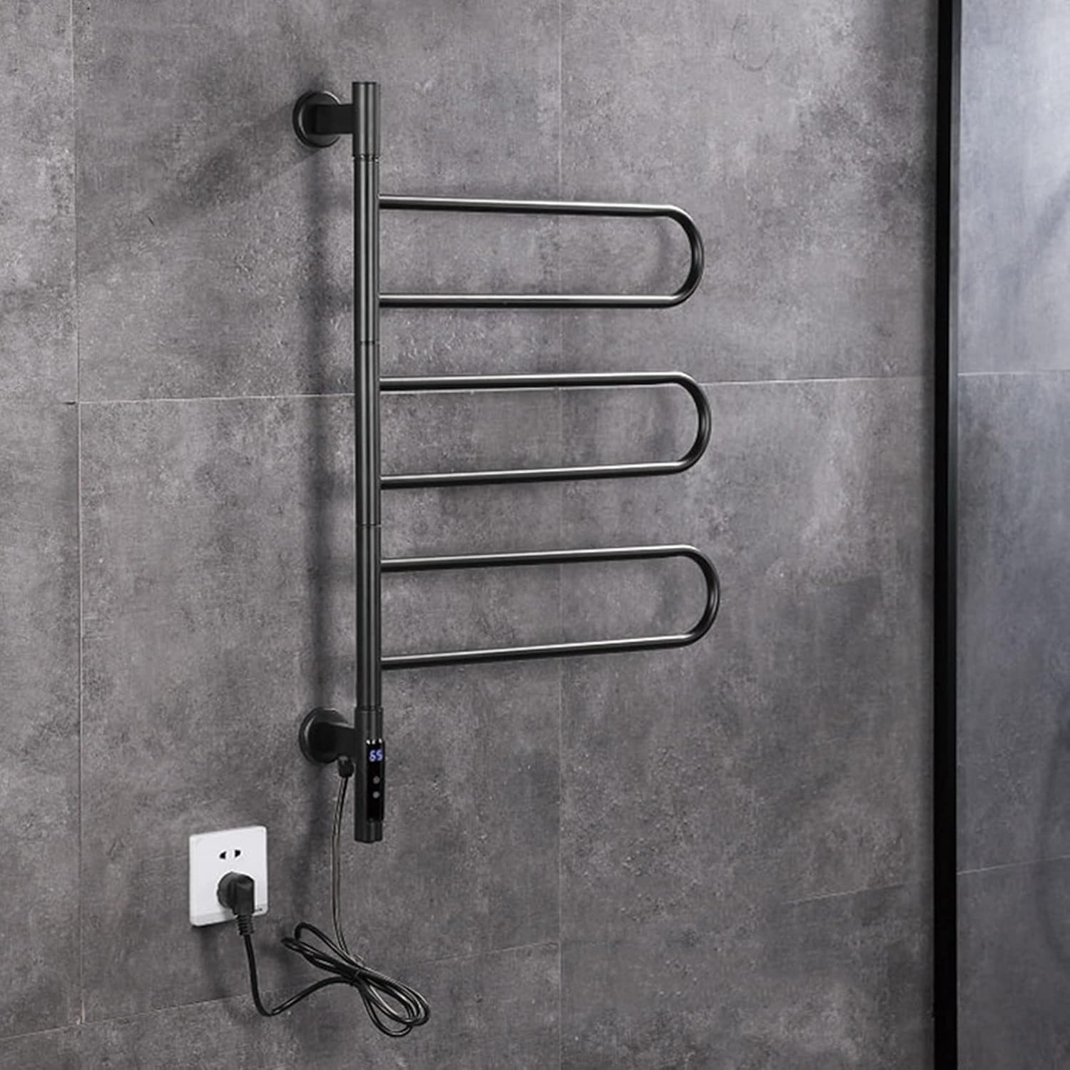 Electric Towel Warmer, Wall Mounted Smart Constant Temperature Heated Towel Rail, 180° Rotating Stainless Steel Towel Heater for Bathroom/Toilet/Hotel