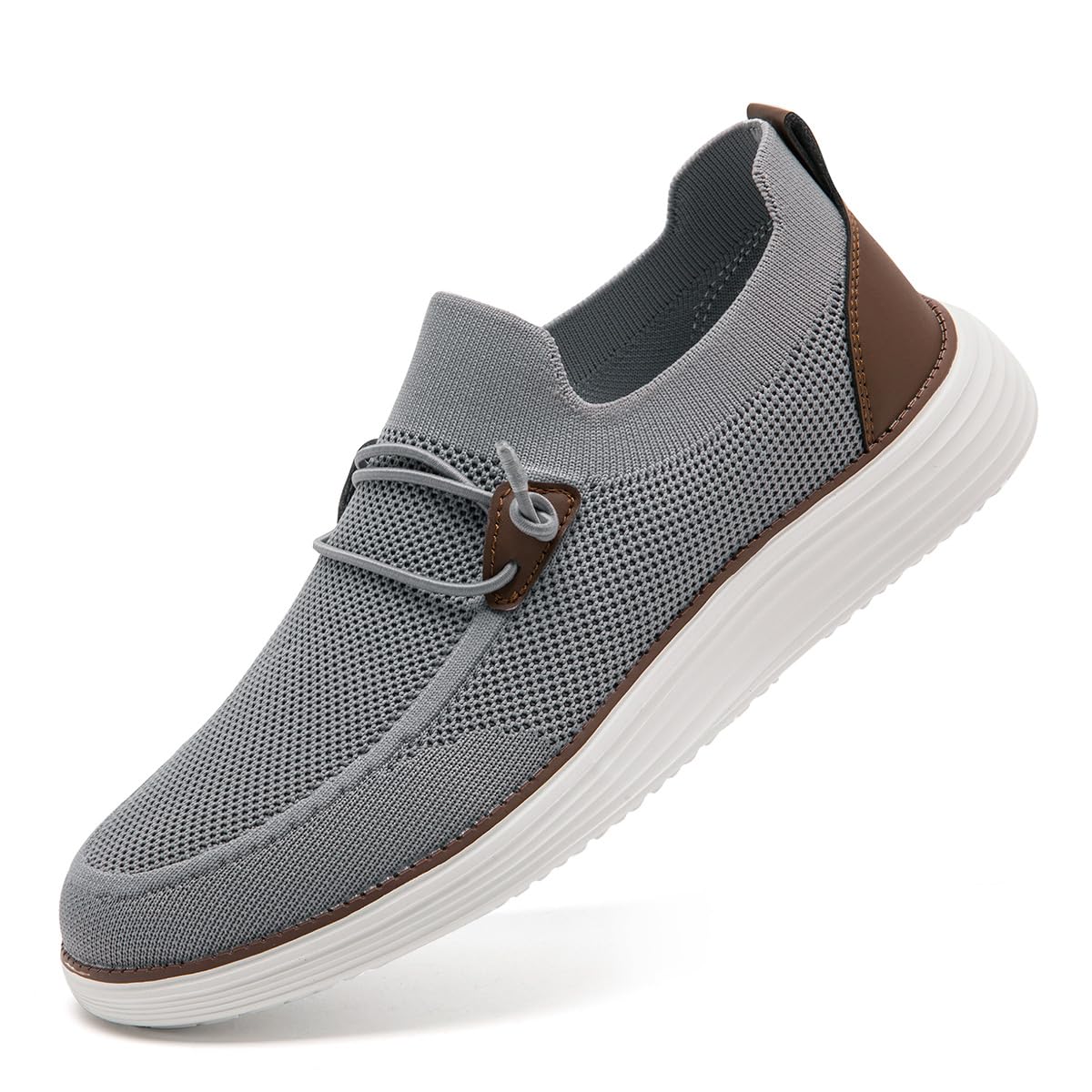 CAIQDM Bequeme nackte Slip-On-Loafer für Herren hautfreundliche rutschfeste Innensohlen Walking-Freizeitschuhe Retro-Mode leichte und atmungsaktive Outdoor-Fitness-Joggingschuhe