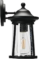 Vista 3 de Luz de exterior de metal y vidrio semillado Portside para exteriores, negro mate