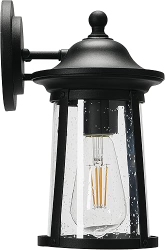 Miniatura 3 de Robert Stevenson Lighting - Luz de exterior de metal y vidrio semillado Portside para exteriores, negro mate