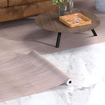 Oxdigi Peel and Stick Vinyl Flooring Roll 24x 196 inch Self Adhesive Vinyl Floor Tiles Wood Plank Look Flooring, Waterproof Wear-Resistant for Living Room Bedroom Kitchen RV, Red Brown Wood, 32.3 Sq.Ft