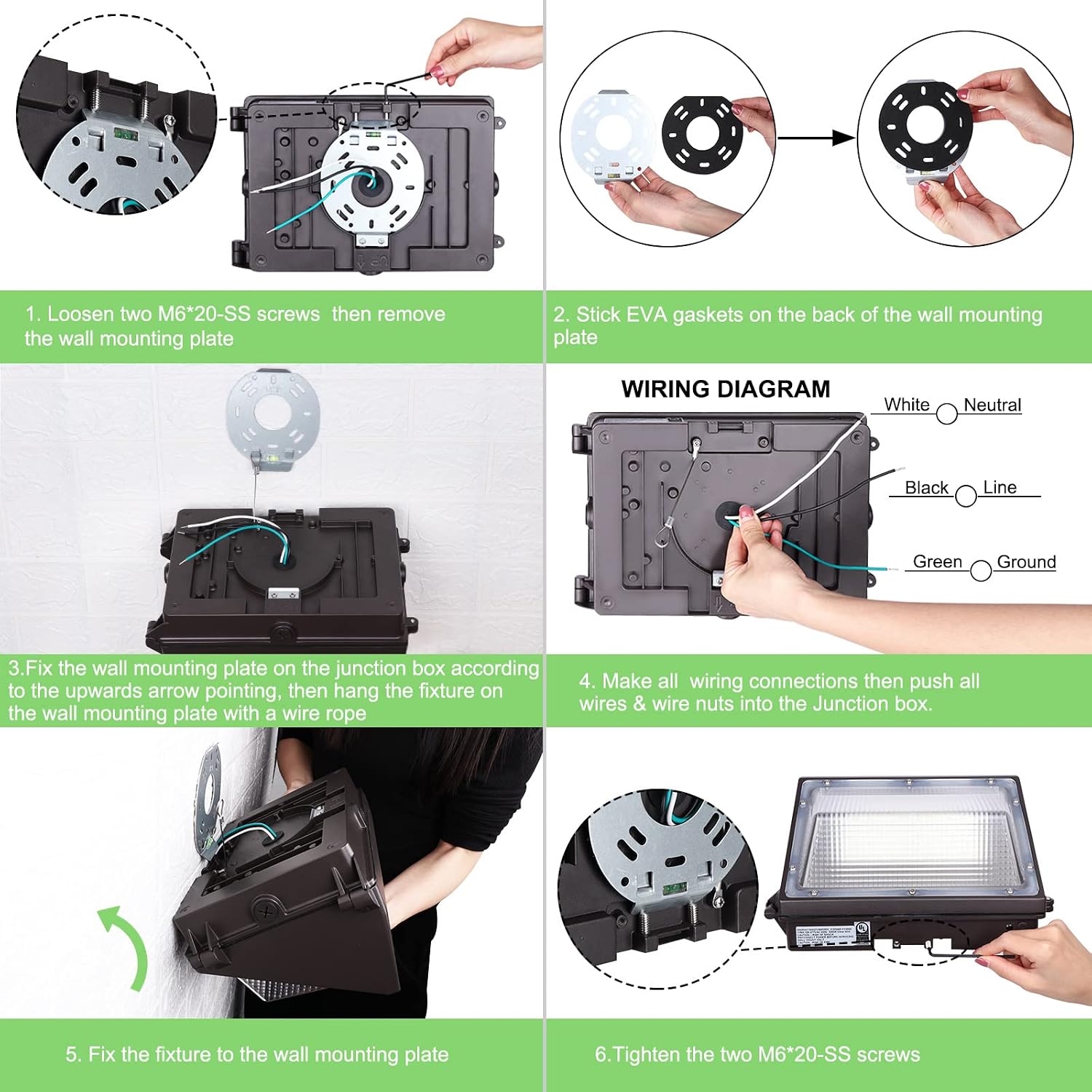 CINOTON 62W LED Wall Pack Light, Security Flood Commercial Lighting Fixture, Waterproof Industrial Outdoor LED Wall Lights 200-300W HPS/MH Replacement, 5000K 7800lm 100-277V ( No Photocell )
