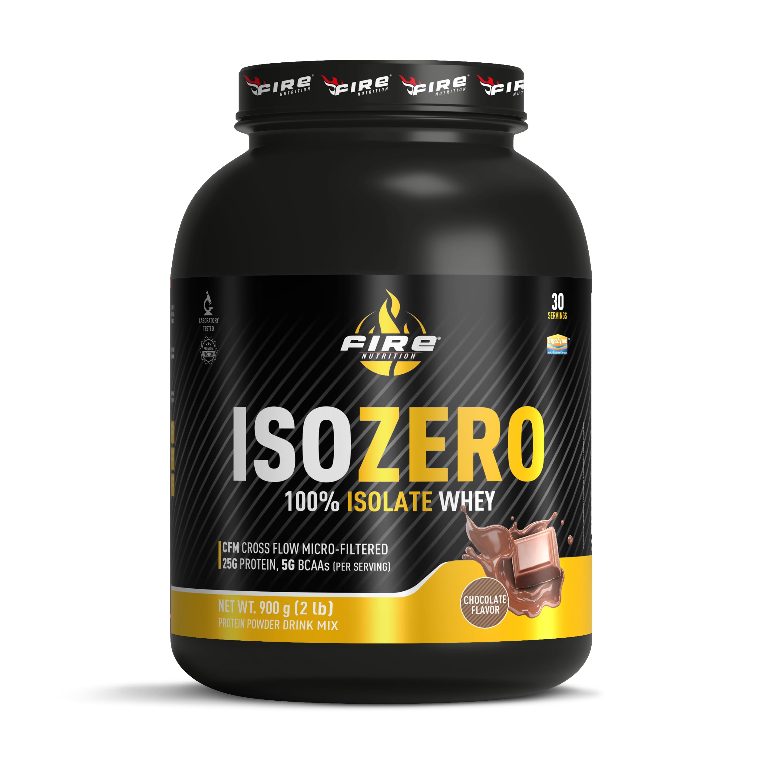 Fire Nutrition - ISOZERO 900 g - 100% Isolate Whey - Czekolada - Białko izolowane - Izolat białka serwatkowego - CFM - Wspomaga regenerację mięśni - Z enzymami trawiennymi (DigeZyme)