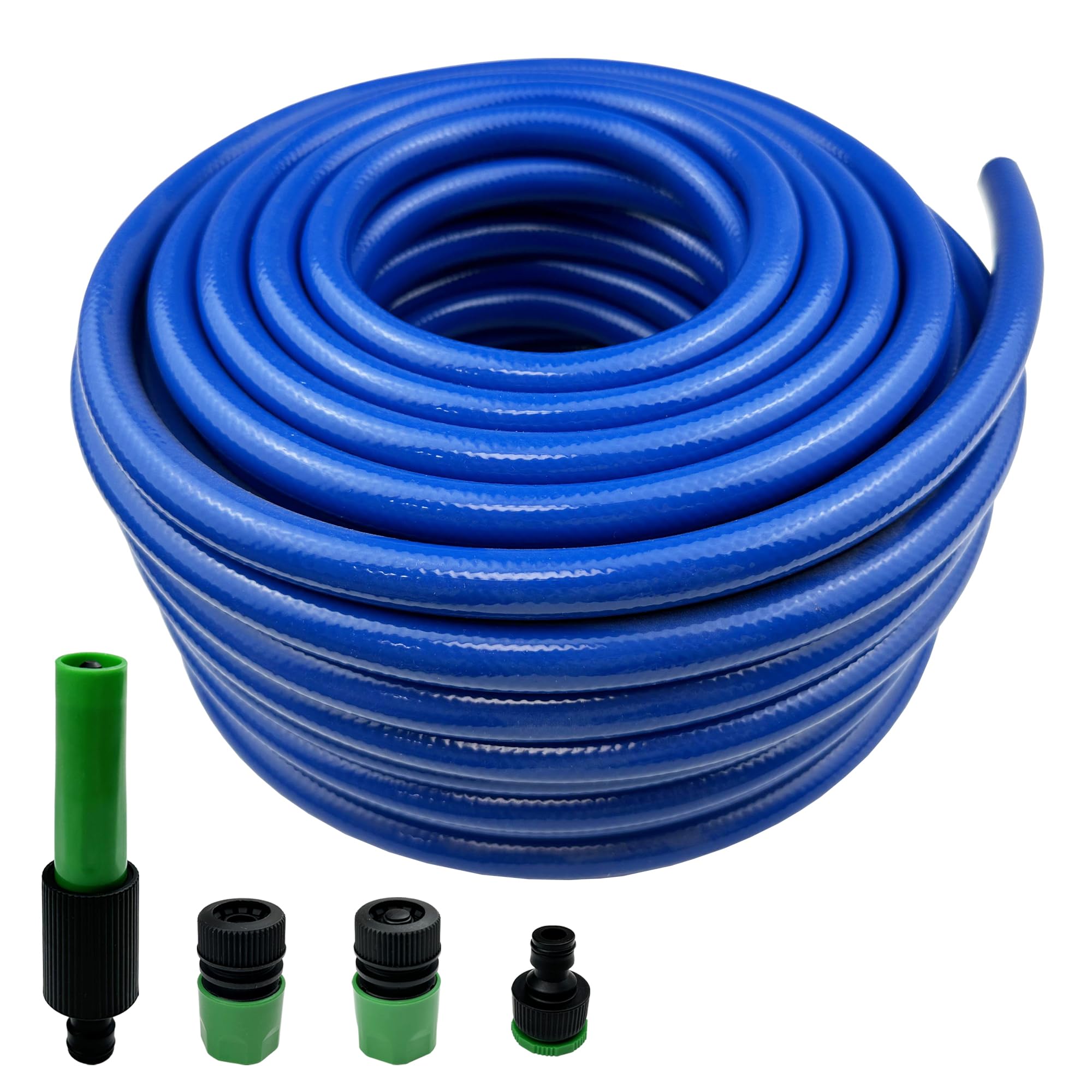 Darnassus Short PVC Garden Hose with Plastic Quick-Connect - 30M (100FT) Leak-Proof and Kink-Free, 12 mm (1/2") ID Leader Hose for Washing Machine RV Caravan