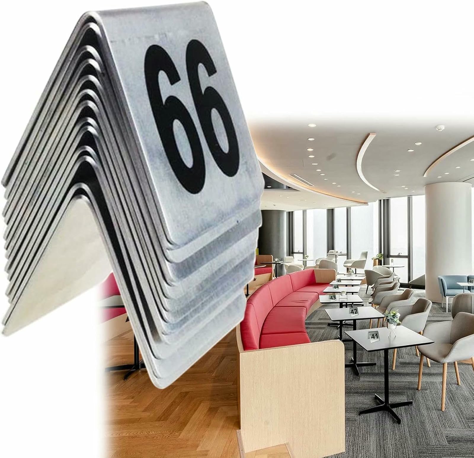 Numéros de table double face en acier inoxydable pour éviter les erreurs de service