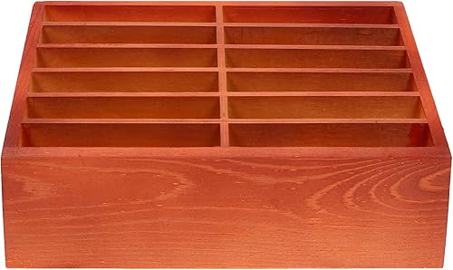 Miniatura 1 de Soporte de madera para teléfono celular, caja organizadora de escritorio para teléfono celular, caja de almacenamiento de 12 rejillas para el aula y