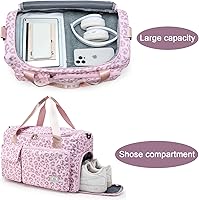 Vista 449 de Pequeña bolsa de gimnasio para mujer, bolsa de viaje con compartimento para zapatos