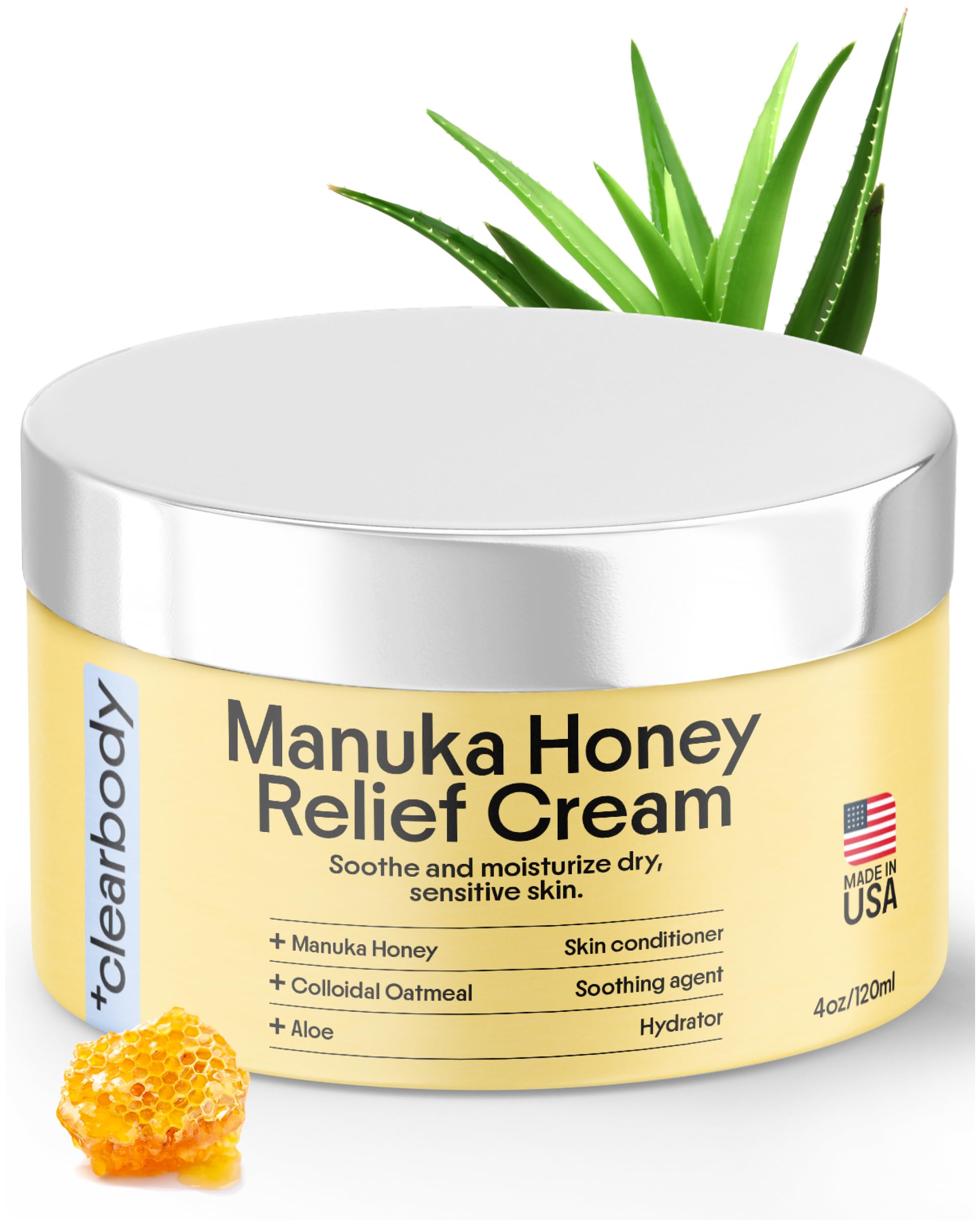 Clearbody Organics Oatmeal Lotion with Manuka Honey & Colloidal Oatmeal - 4 fl oz - Eczema Treatment & Dry Itchy Skin Relief - Natural Ointment for Eczema & Body Lotion