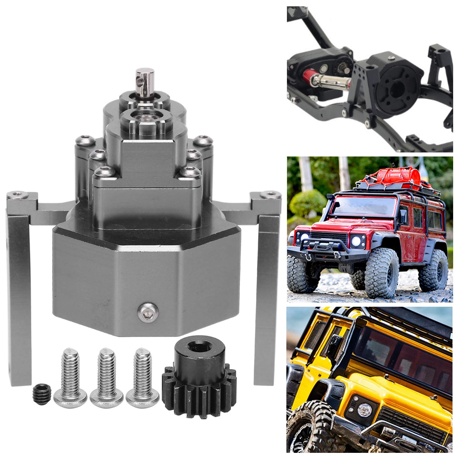 1/10 Escala RC Crawler Car Caja de engranajes delantera Caja de transferencia de metal Conjunto de transmisión Accesorio de actualización para marco de chasis con distancia entre (De couleur)