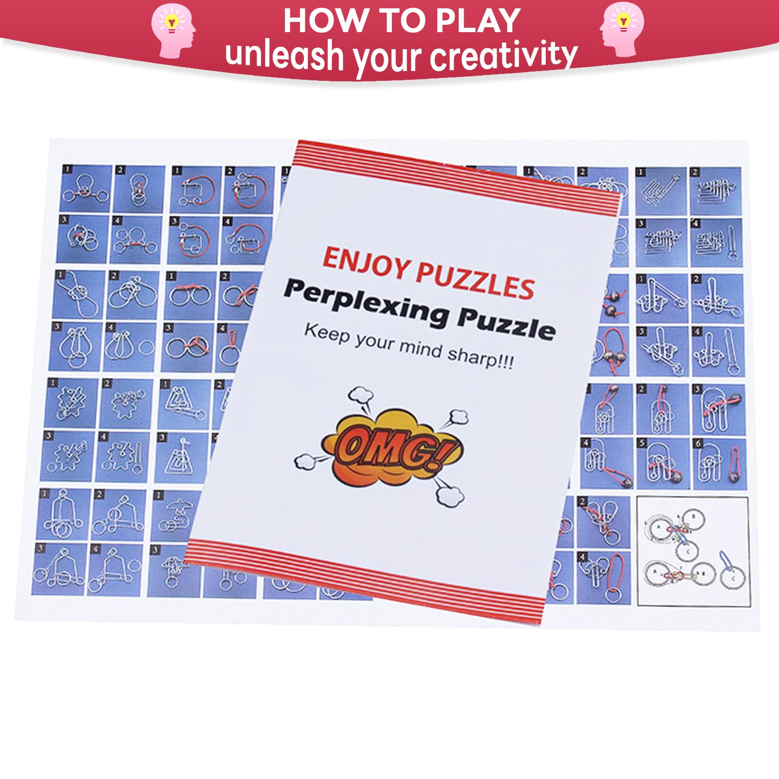 Casse-Tete Metal Ensemble de 24 Casse Tête Metallique pour Enfants et Adultes Challenge Set Chinois Métal Brain Teaser Disentanglement Puzzle Jouet d'intelligence Éducative