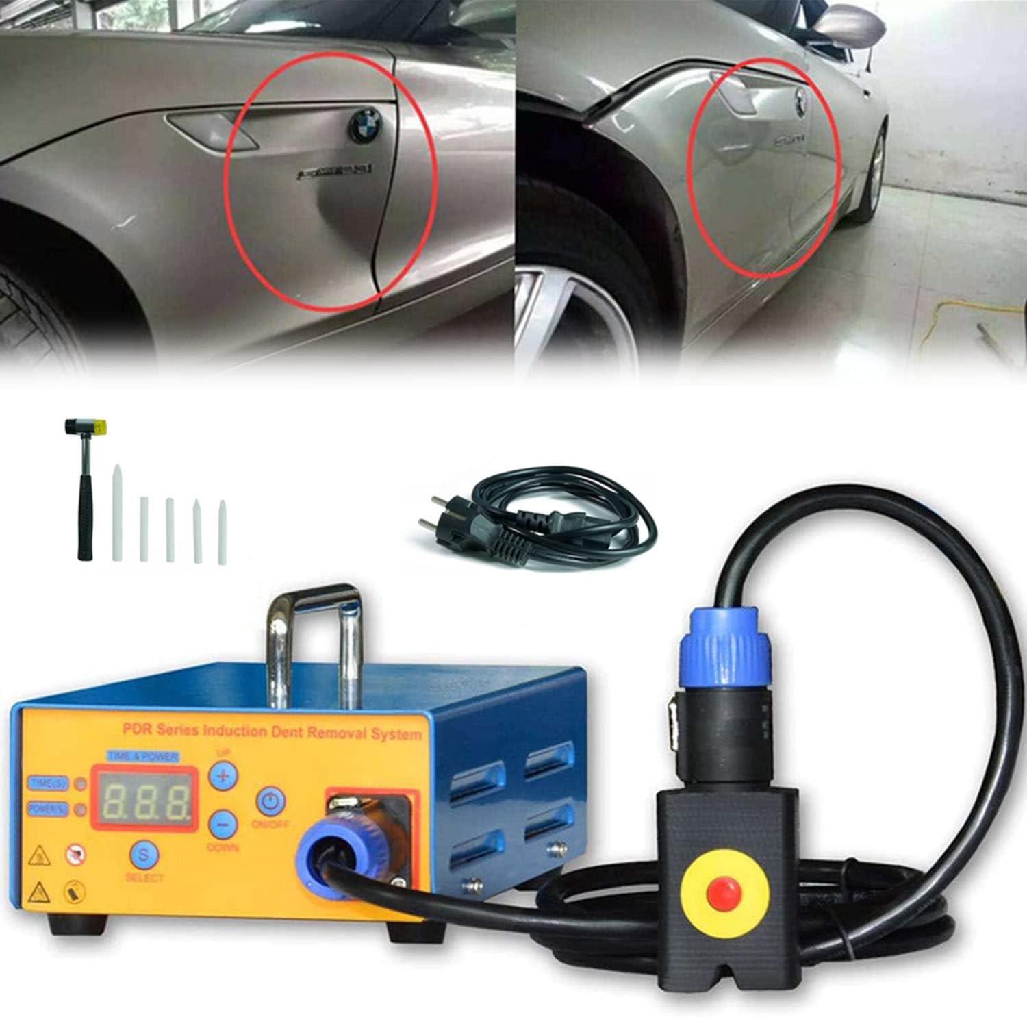 Car Dent Repair Tools, Auto Body Dent Puller Paintless Repair Kit, Paintless Auto Dent Removal Tools, Induction PDR Heater Machine Hotbox Car Dent Removal Kit, for Car Dent Fix Dent Puller