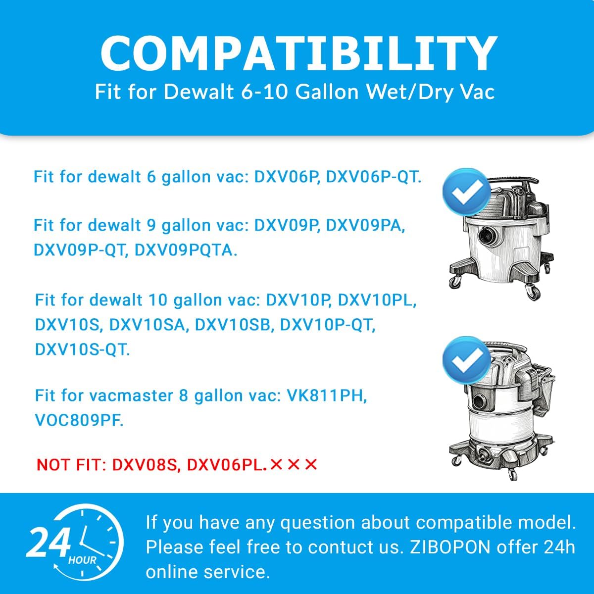 5 Pack DXVA19-4101 Disposable Dust Filter Bags Replacement for DEWALT Shop Vac 6-10 Gallon Wet/Dry Vacuum Models: DXV06P, DXV09P, DXV10P, DXV10S, DXV10SA