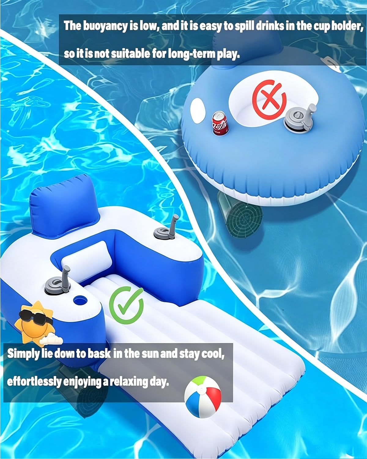 Flotador de Piscina motorizado con hélice giratoria de 360° Lithiumbatteries