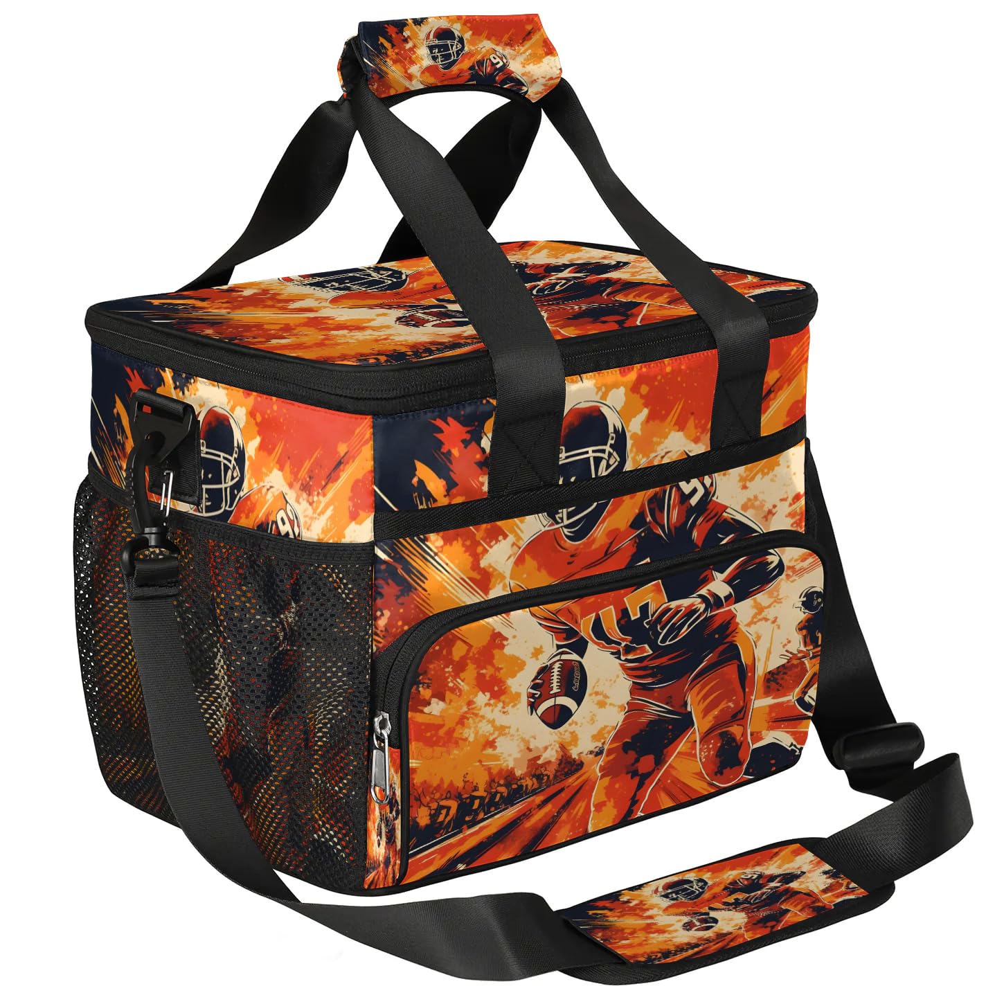 Lunch Box for Men Heavy Duty Insulated Lunch Bag for Women Fire American Football Lunchbox for Adults Lunch
