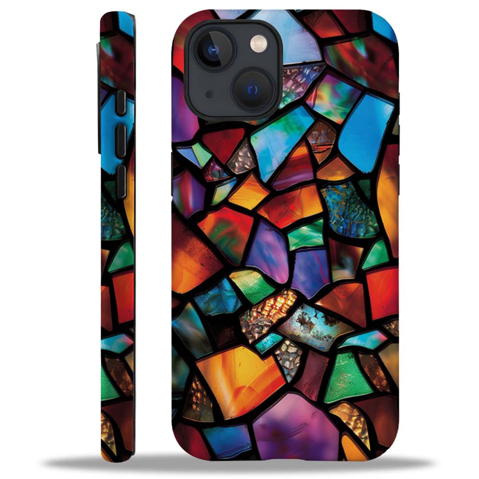 ZHEGAILIAN Case Compatible with iPhone 13/iPhone 14,Matte Mixed Double-Layer Hard Shell+Soft Silicone TPU Shock Protective Colorful Colored Glass