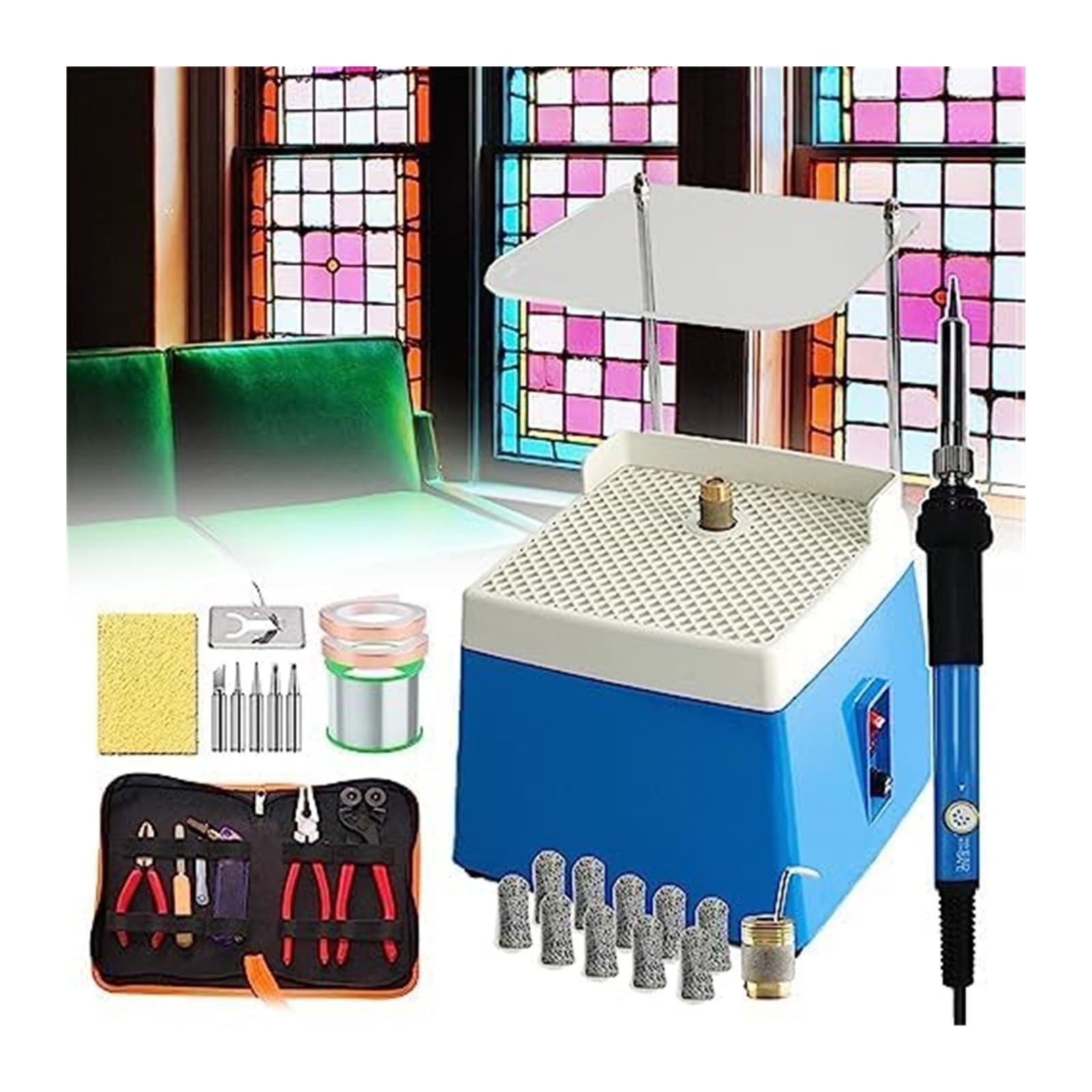 Kit de construcción de casas de vidrio con máquina de molienda, herramientas de corte y soldador para vidrio profesional