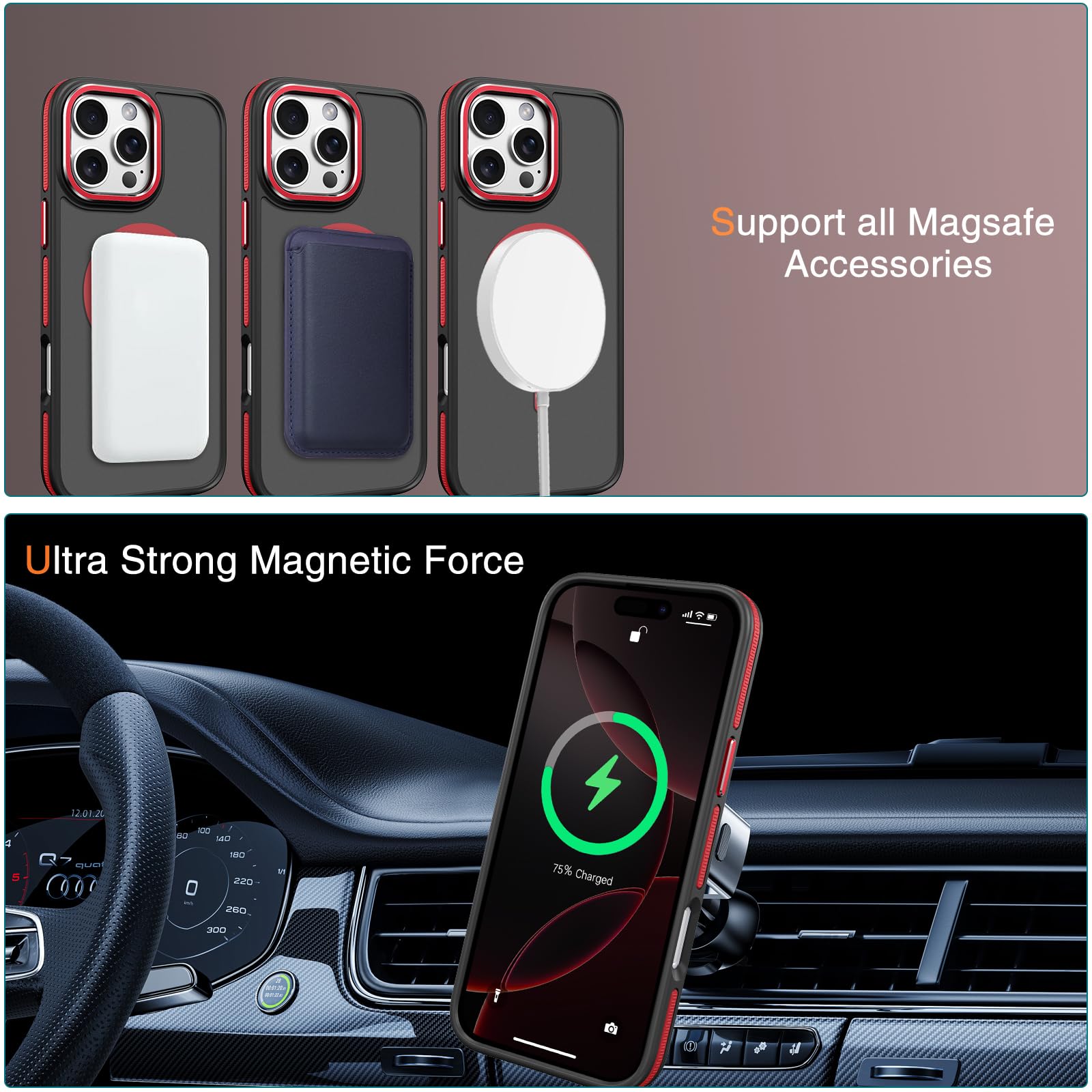 GaoBao Cover Magnetica per iPhone 16 Pro Max 6,9, [Compatibile con MagSafe] Custodia Traslucida Opaca Protettiva Sottile Antiurto Retro Resistente Anti-Scivolo Case per iPhone 16 Pro Max, Bronzo