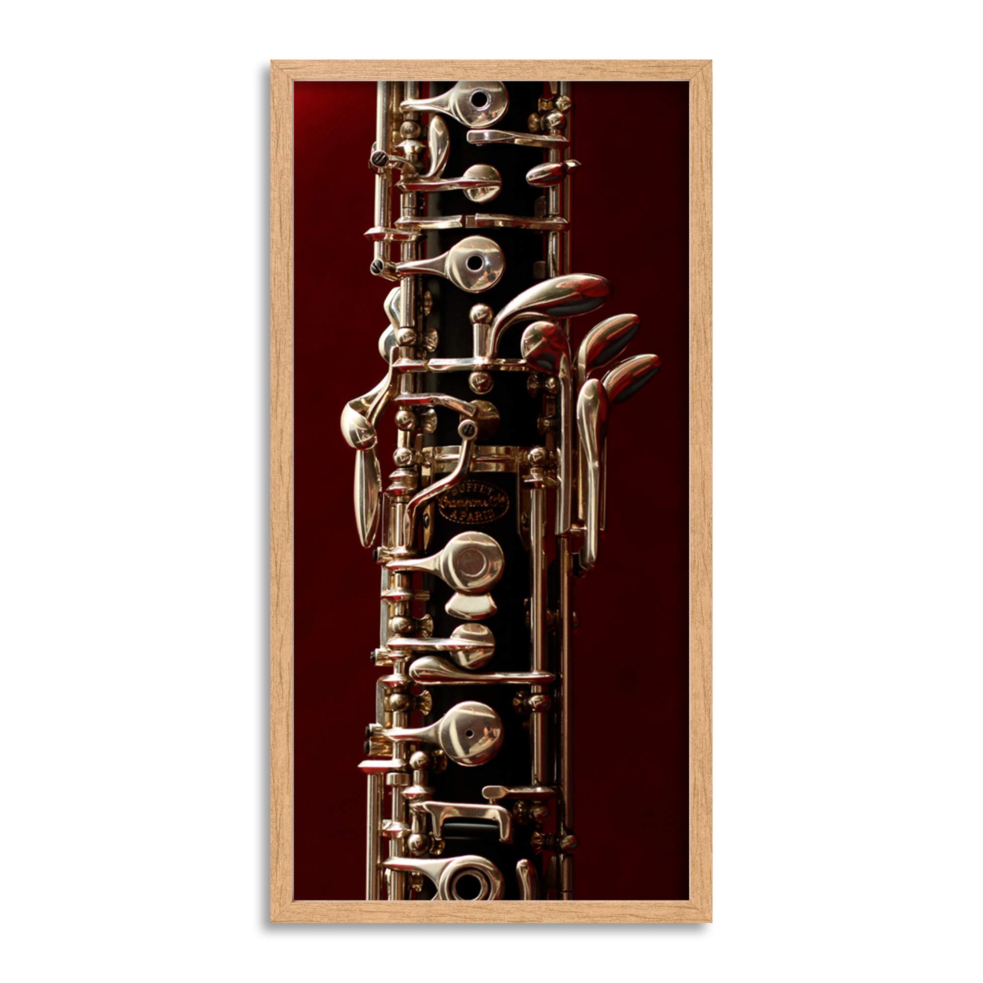 Wee Blue Coo Musical Instrument Oboe Woodwind Long Panel Framed Wall Art Print