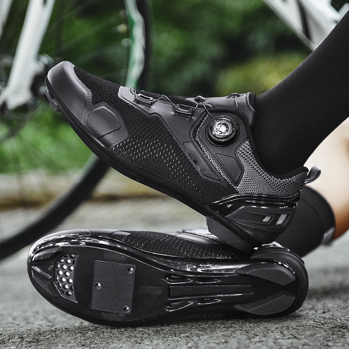 Fahrradschuhe Herren Kompatibel mit SPD/SPD-SL/Look Delta Atmungsaktive Rennradschuhe Maximale Kraftübertragung beim Treten und Vermeidung von Schlupf