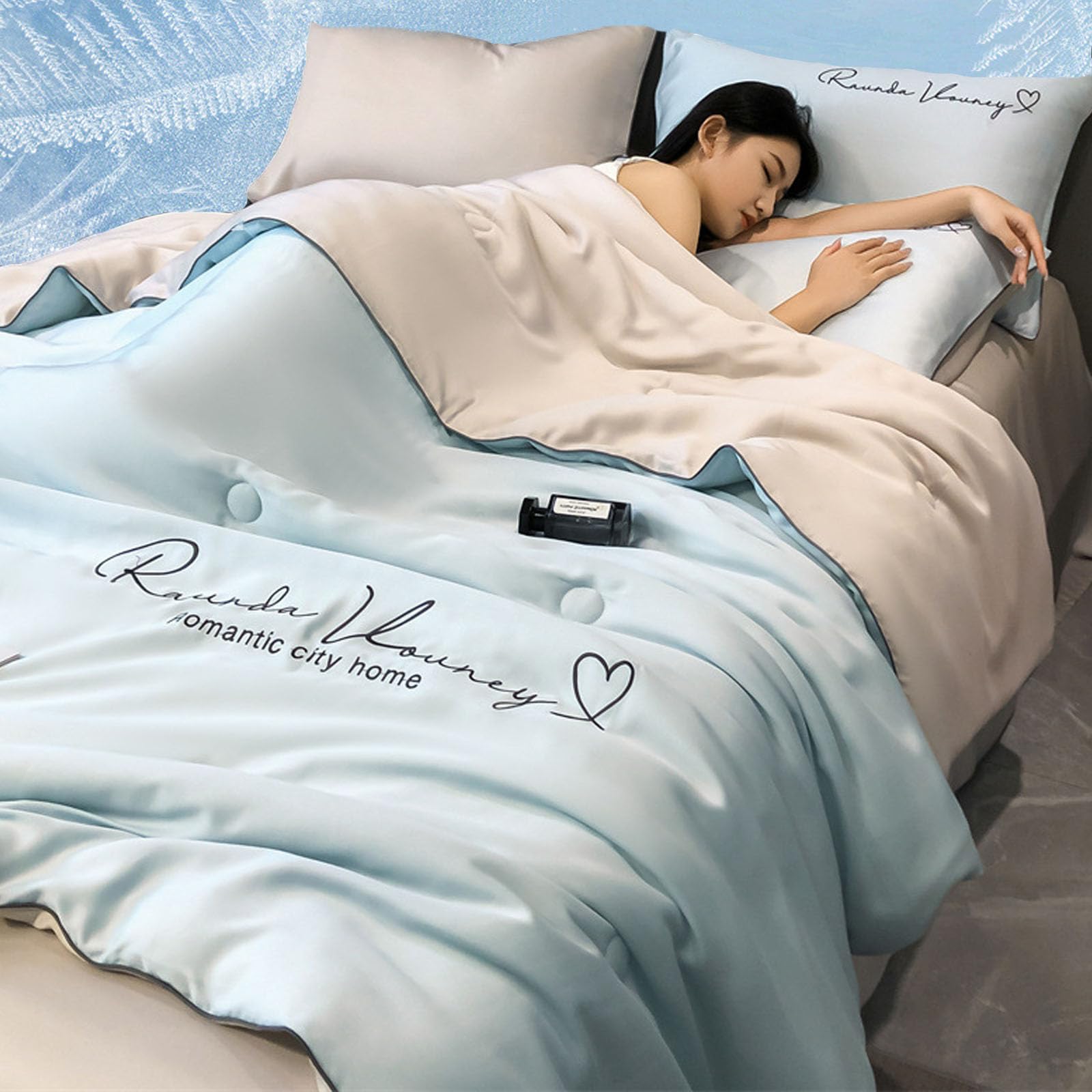 lsxlkha Summer Cool Quilt,Summer Comforter King Size Cooling Blanket, Cooling Blankets for Hot Sleepers & Night Sweats 200x230cm/79x90in