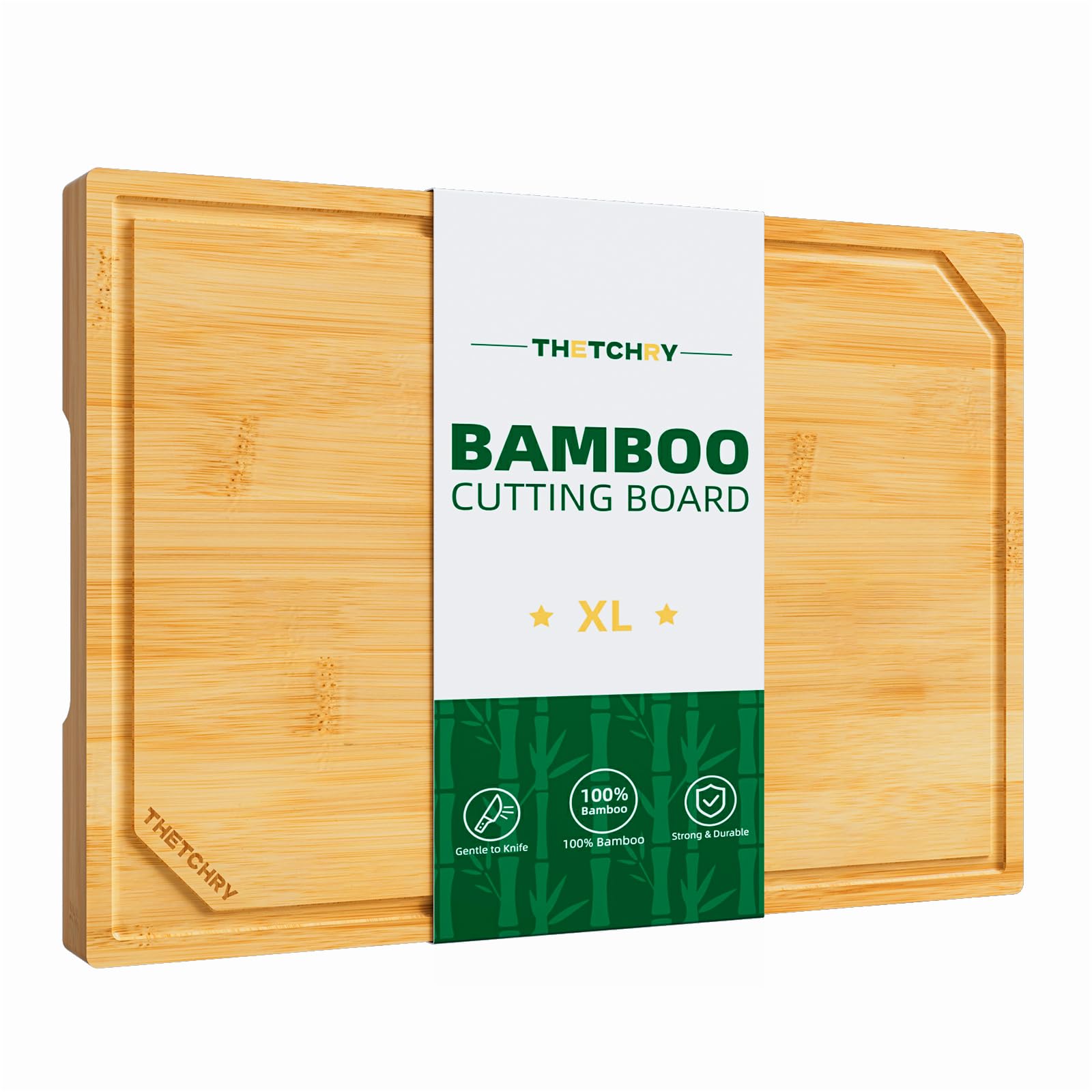 THETCHRY Organic Bamboo Cutting Boards for KitchenWood NonSlip
