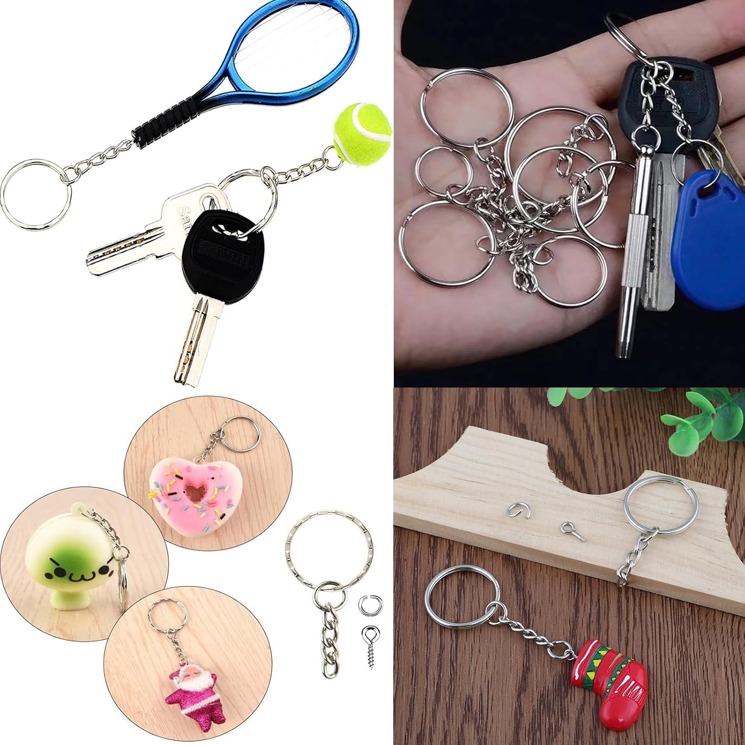 50Sets 1 inch Keychain Rings Silver Split Round Key Ring with Chain and Open Jump Rings for DIY Keychain Making Crafts image 5