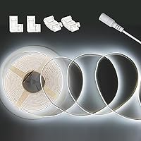 Vista 9 de COB LED Strip Lights 24V CRI 93+16.4ft Flexible & Cuttable Bright White Led Light Strip for Home Office Interior Decoration(Cool White 6000k, Power