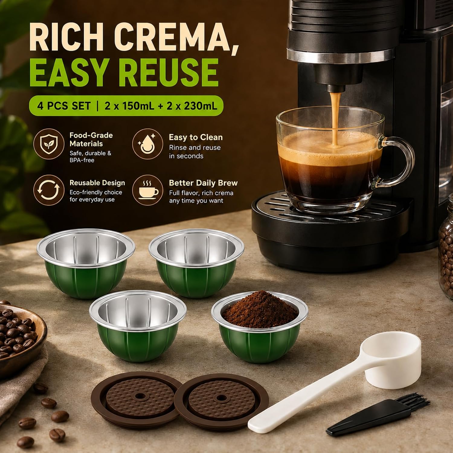 40ml/80ml/150ml/230ml Aluminum Reusable Coffee Pods