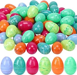 72 Packs Large Easter Eggs Empty,3.1'' Colorful Marbling Easter Eggs for Filling Candy & Treats,Easter Eggs Hunt, Surprise Eggs Toys,Easter Gifts, Easter Party Favors, Classroom Prize Supplies