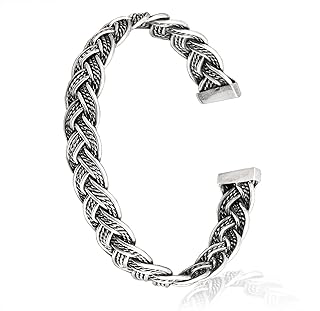 Silver Mens Bracelet. Men's Cuff Bracelet. Knitting Cuff Bangle. Personalized Mens Engraved Bracelet. Thick Cuff Men. Oxidized Bracelet for Him. Custom Anniversary Silver Gift for Men.