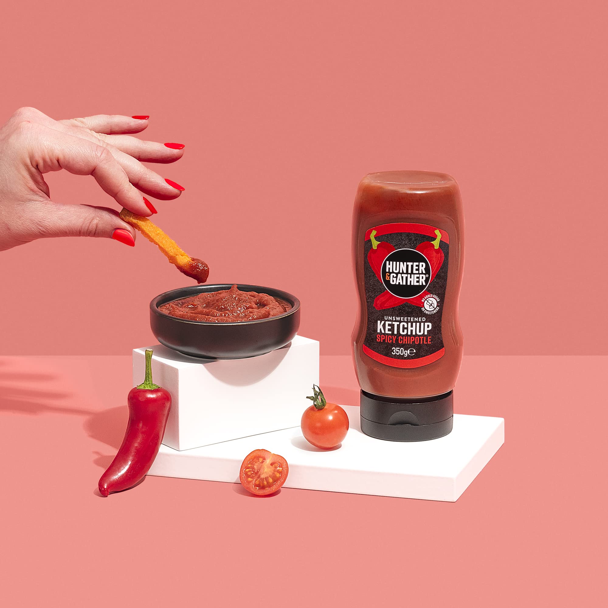 Ketchup Épicée au Chipotle non Sucrée 350g | Céto, Paléo, Faible Teneur en Glucides et Végétalien | Sans Sucre ajouté ni édulcorants