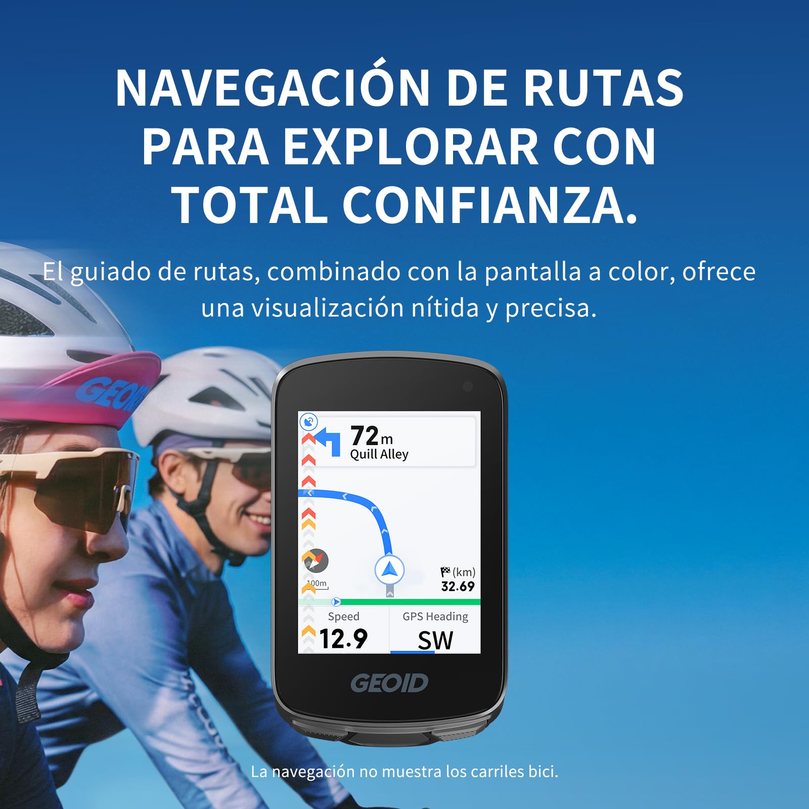GEOID CC700 GPS Ciclocomputador Bicicleta Sin Cables Pantalla Color 2.8 Pulgadas Navegación Ruta Ant+ Bluetooth IPX7 Impermeable Autonomía 15-25H