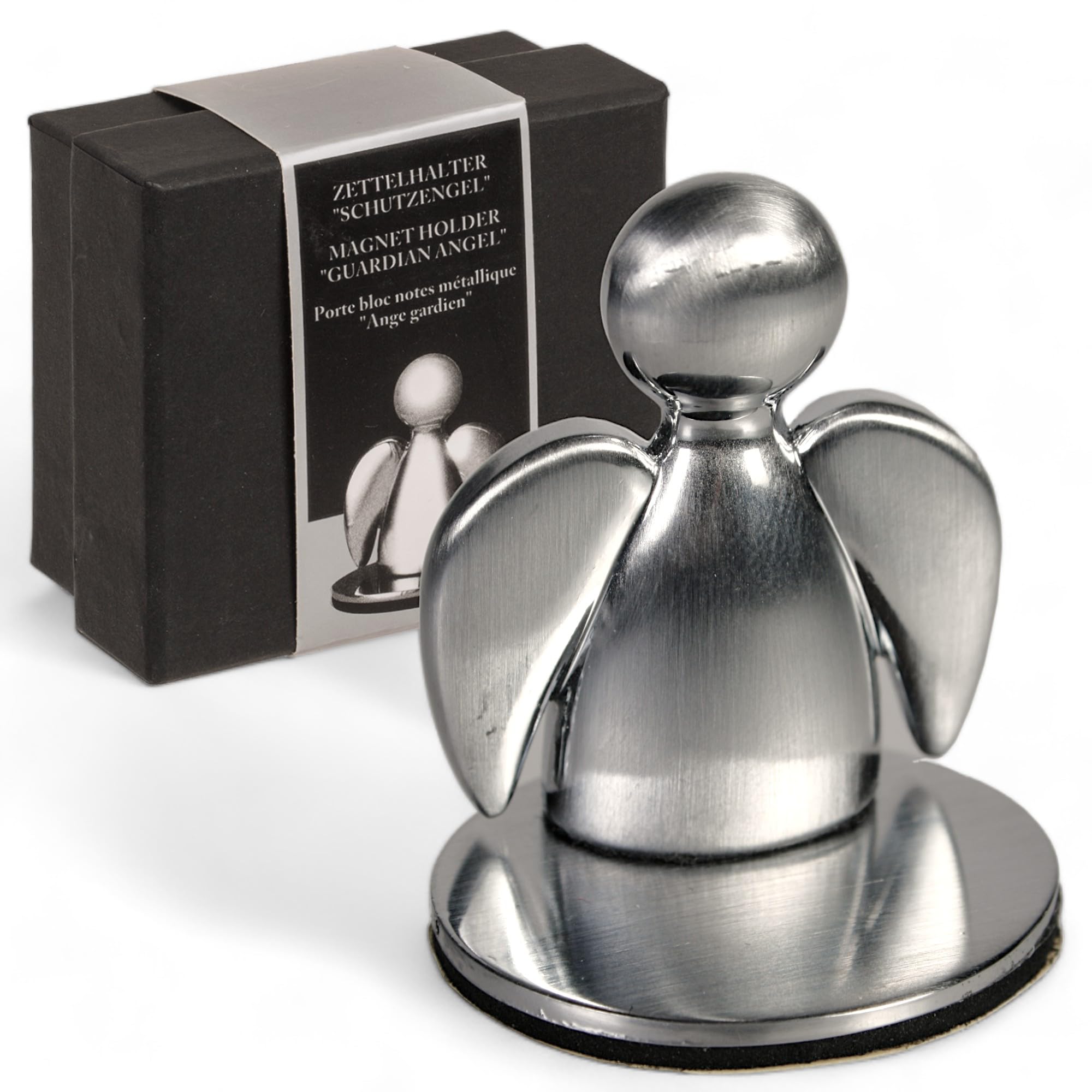 MIJOMA Magnetischer Schutzengel Zettelhalter: Ihr Begleiter fürs Auto-Cockpit, Ideal für Notizen, Parkscheine, 3 cm (Silberfarben)