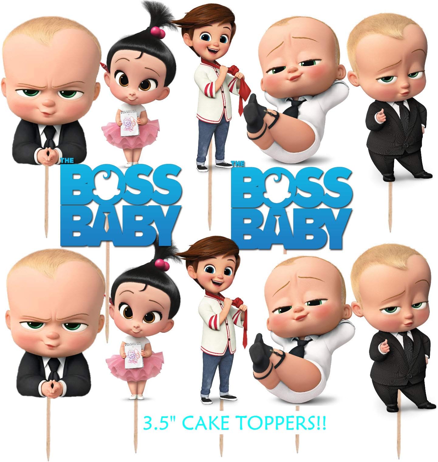 24pc BOSS BABY Cup Cake Cupcake Toppers Birthday Party Latex Balloons balloon