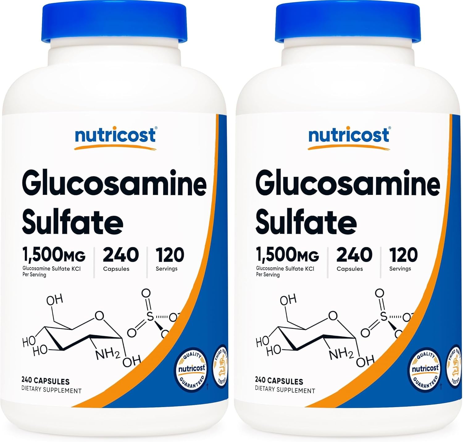 Nutricost Glucosamine Sulfate 750mg, 240 Capsules (2 Bottles) (1500mg Per Serving)